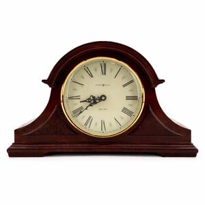 Howard Miller Dual Chime Mantel Clock Wood Tambour Roman Numerals Brown 630-159